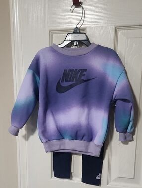 Nike Purple and Aqua Tie-Dye Sweatshirt